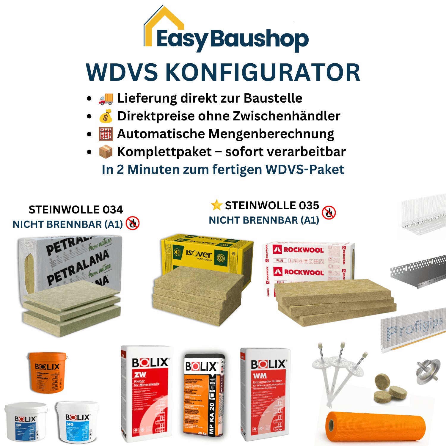 WDVS Konfigurator Steinwolle Easybaushop