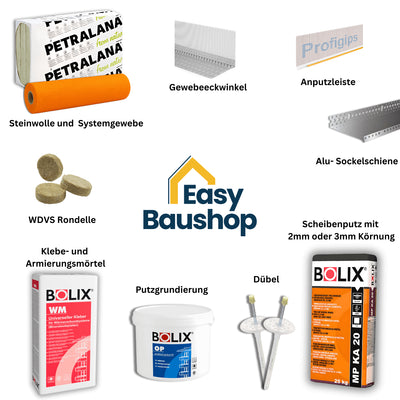 WDVS Steinwolle 034 XXL-Paket – A1 Fassadendämmung 200–400 m² | ETA-geprüft - EasyBaushop