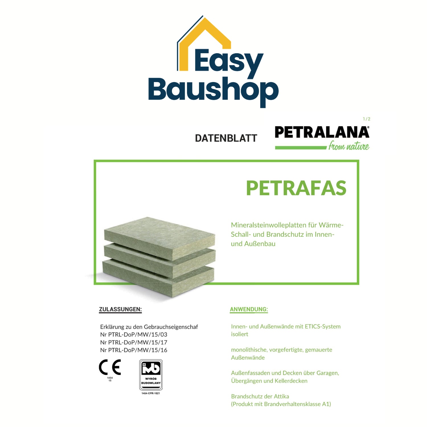 WDVS Steinwolle 034 XXL-Paket – A1 Fassadendämmung 200–400 m² | ETA-geprüft - EasyBaushop